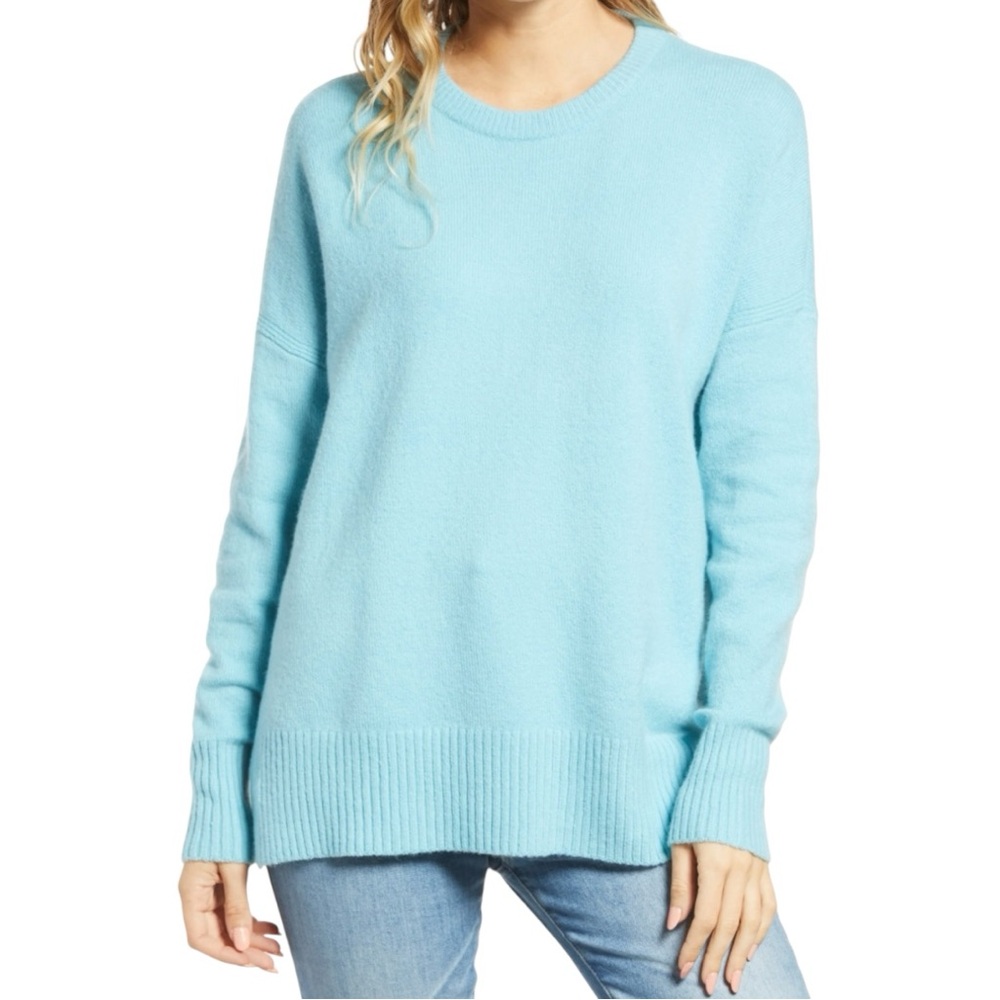 Nordstrom Treasure & Bond Crewneck Sweater, Light Blue Milky Knit Crew Oversized